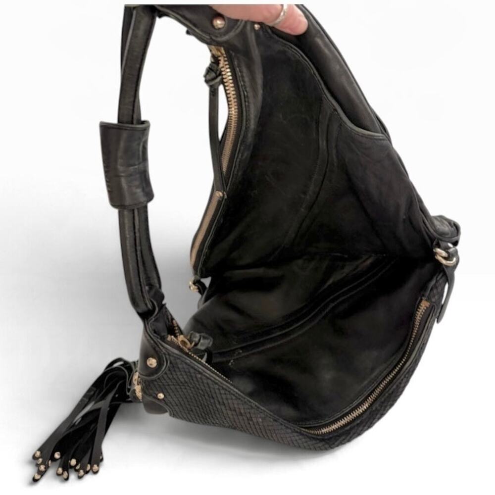 BOTKIER CHRYSTIE BLACK LEATHER HOBO HANDBAG - Picture 8 of 11